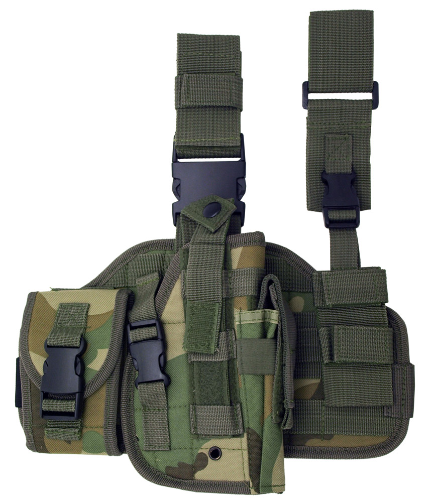 Tactical Thigh Holster Right Handed - Woodland Camo