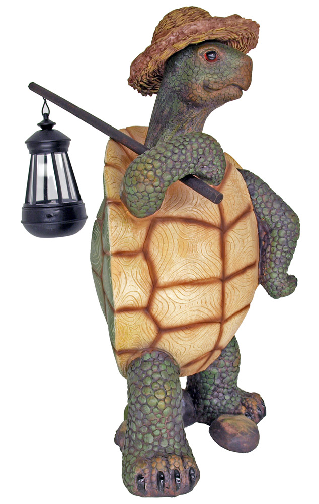 Hitch Hiking Turtle with Lantern Statue