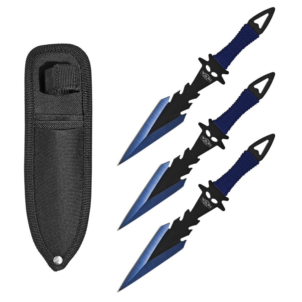 3-pc. Dagger Point Throwing Knives - Blue