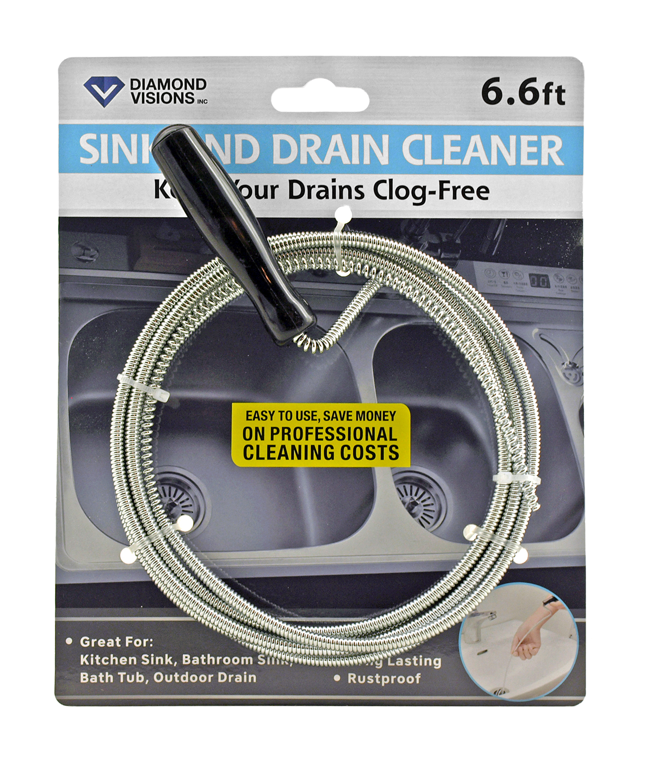 Metal 6.6 ft. Sink and Drain Cleaner - Diamond Visions