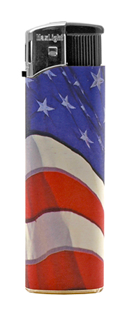 American Flag One Touch Click Style Traditional Flame Lighter - Assorted Colors