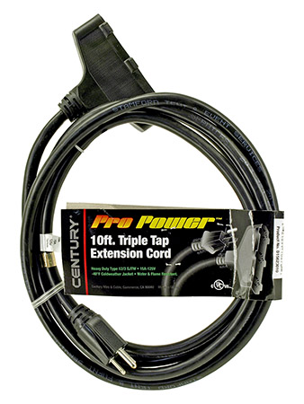 10' Triple Tap Extension Cord - Black