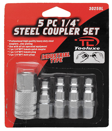 5-pc. 1/4" Steel Air Coupler Set