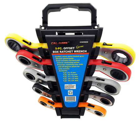 5-pc. Offset Box Ratchet Wrench - Metric
