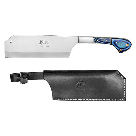 12" The Bone Edge Blue Pakkawood Handle Chef Butcher Cleaver Knife