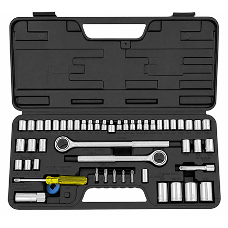 52-pc. 1/4", 3/8", & 1/2" Drive Socket Ratchet Tool Set - Metric / SAE