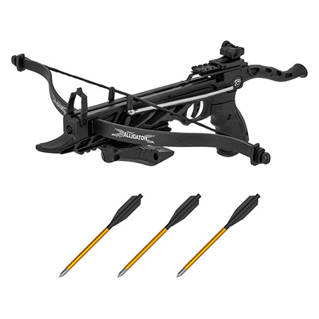 80-lb. Alligator MK-TCS1-BK Self-Cocking Pistol Crossbow with 3 Arrows - Black