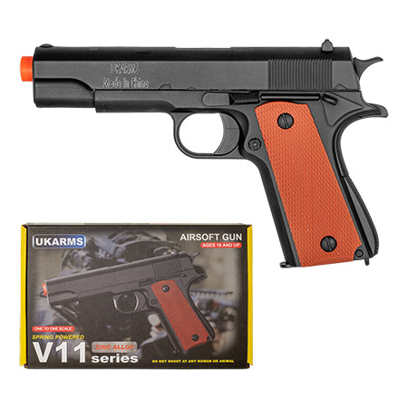 UK Arms V11 1911 Zinc Alloy Series Spring Airsoft Pistol - Black