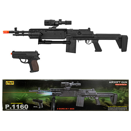 UKARMS P1160 Spring Powered Airsoft Sniper Rifle and Pistol Combo