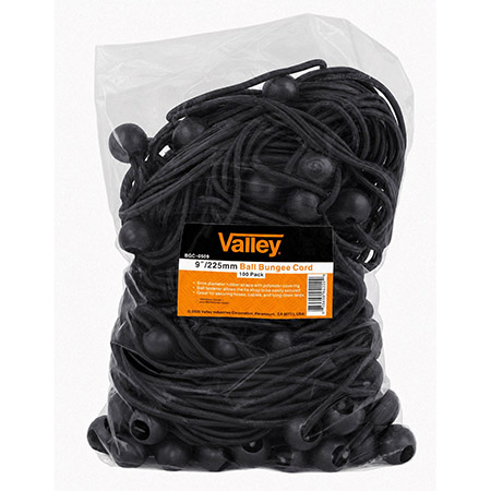 100-pc. 9" Black Ball Bungees - Professional Grade Canopy Tent Tarp Securing Cords