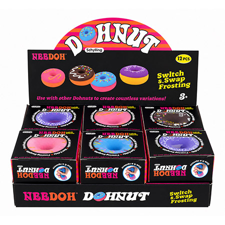 12-pc. Squishy Neon Colored Dohnut Sensory Squeeze Streff Relief Display Assortment