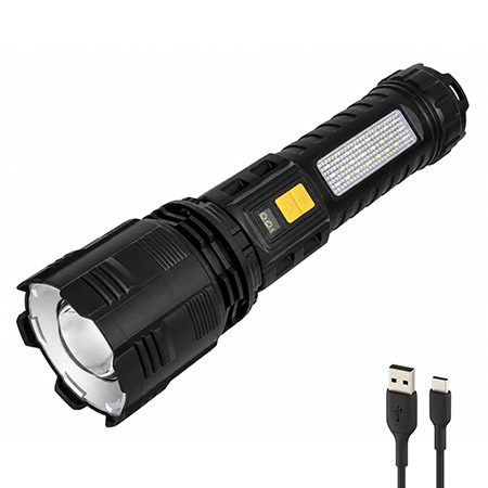 FarPoint 800 Lumens USB Type-C Rechargeable Dual Beam Jumbo Super Bright LED Flashlight
