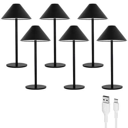 FarPoint 6-pc. USB Type-C Rechargeable Modern Deco Dimmable LED Lamp with Touch Sensor Set