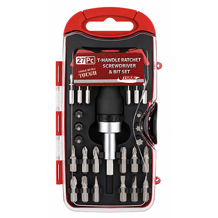 27-pc. T-Handle Ratchet Screwdriver and Bit Set with Compact Storage Case