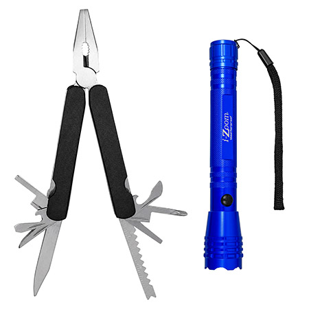 Outdoorsman Trail Ready Kit: 300 Lumen Flashlight with 14-in-1 Multi-Tool - Assorted Colors