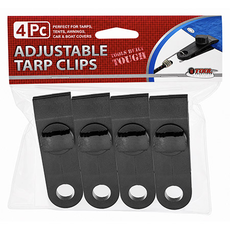 4-pc. Adjustable Tarp Clips with Thumbscrew Lock for Tarps, Tents, and Covers