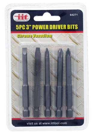 5-pc. 3" Power Driver Bits