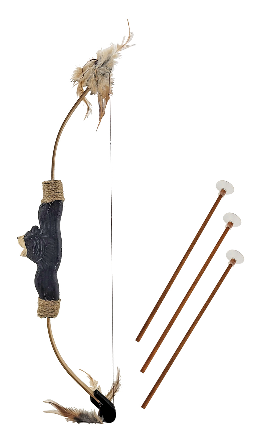 Hand Carved Wooden Animal Bow and Arrow Archery Set