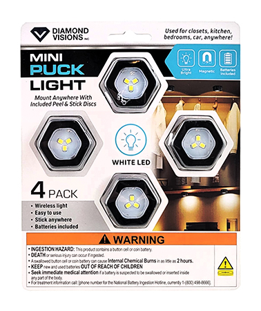 4-Pack Mini Puck LED Lights - Diamond Visions