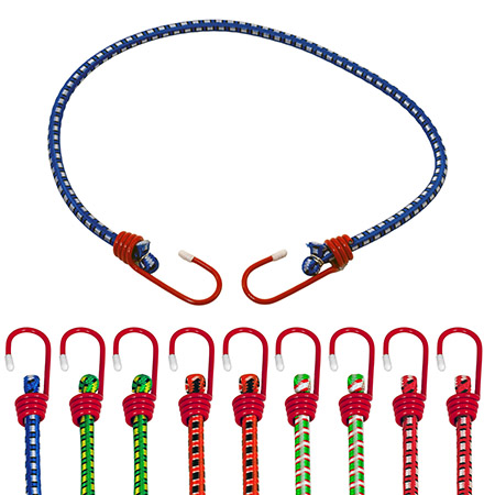 10-pc. 30" Multicolor J-Hook Bungee Cord Tie Downs