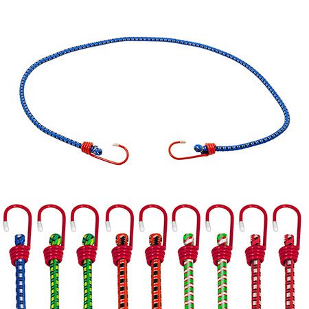 10-pc. 48" Multicolor J-Hook Bungee Cord Tie Downs