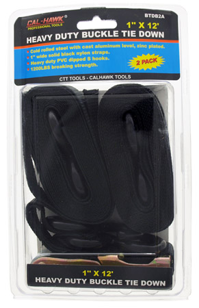 2-pc. 1" x 12' Heavy Duty Buckle Tie Down