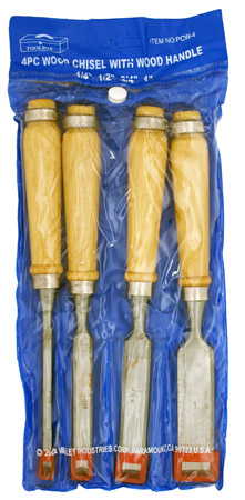 4-pc. Wood Chisel w/Wood Handle