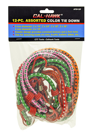 12-pc. Assorted Color Tie Downs
