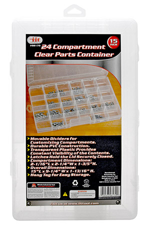 24 Compartment Clear Parts Container