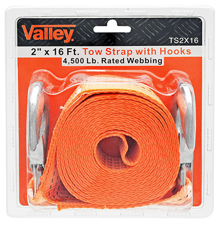 2" x 16' Tow Strap with Hooks