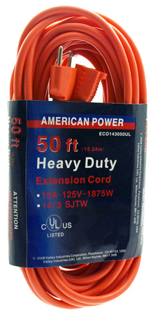 50' Heavy Duty 14/3 Extension Cord