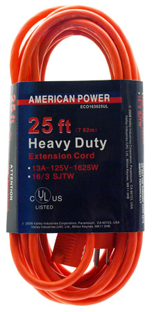 25' Heavy Duty 16/3 Extension Cord