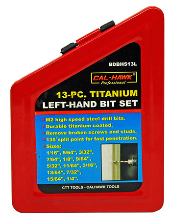 13-pc. Titanium Left-Hand Drill Bit Set