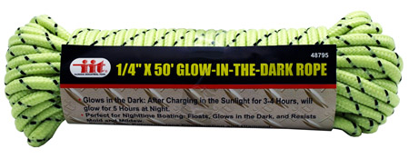 1/4" x 50' Glow-in-the-Dark Rope