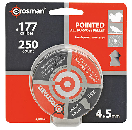 250-pc. Crosman Pointed High Grade 4.5mm .177 Caliber Pellets