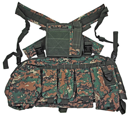 Open Back Tactical Vest - Digital Woodland Camo