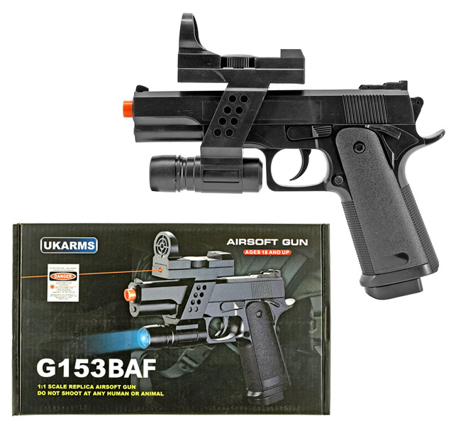 G153BAF Spring Powered Airsoft Handgun - Black