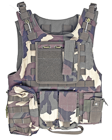 Molle Plate Tactical Vest With Pouches - Woodland Camo