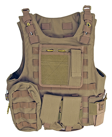Molle Plate Tactical Vest With Pouches - Tan