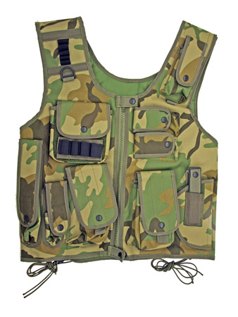 Adjustable Quilted Tactical Vest - Woodland Camo