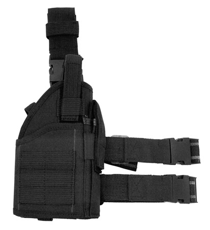 Right Handed Tactical Leg Holster w/ Web Straps - Black