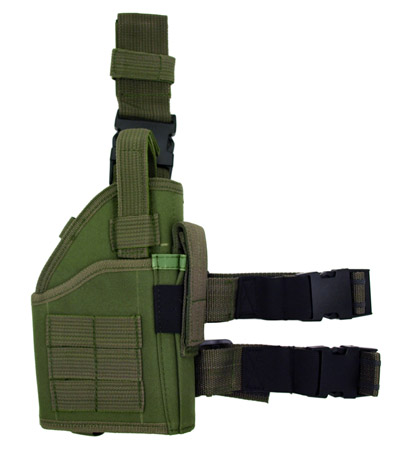 Right Handed Tactical Leg Holster w/ Web Straps - OD Green