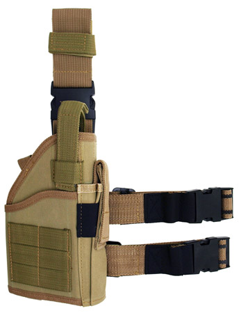 Right Handed Tactical Leg Holster w/ Web Straps - Tan