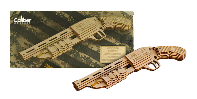 13" 3D Wooden Puzzle Mechanical Rubber Band Shot Gun