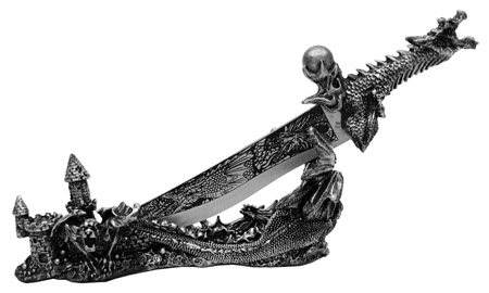 13" Obsidian Athame Decorative Dragon Knife