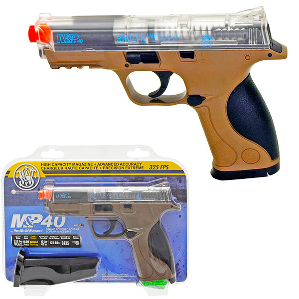 Smith & Wesson M&P40 Spring Airsoft Pistol - Tan & Clear