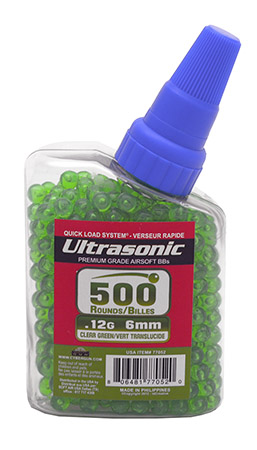500-pc. Ultrasonic .12g Airsoft BB's - Clear Green