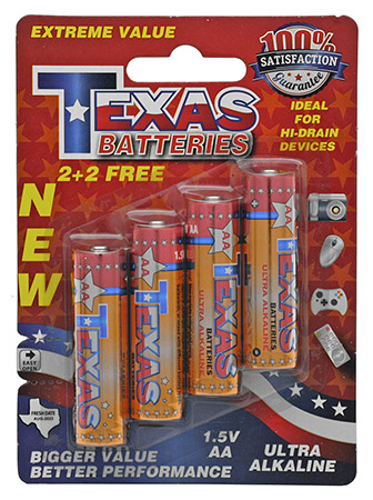 4-pc. AA Alkaline Texas Batteries
