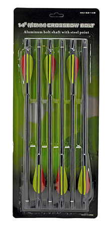 6 - pc. 14" 8mm Crossbow Bolt - Black