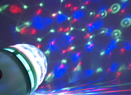 LED Color Changing Rotating Light Bulb w/ Wall Plug